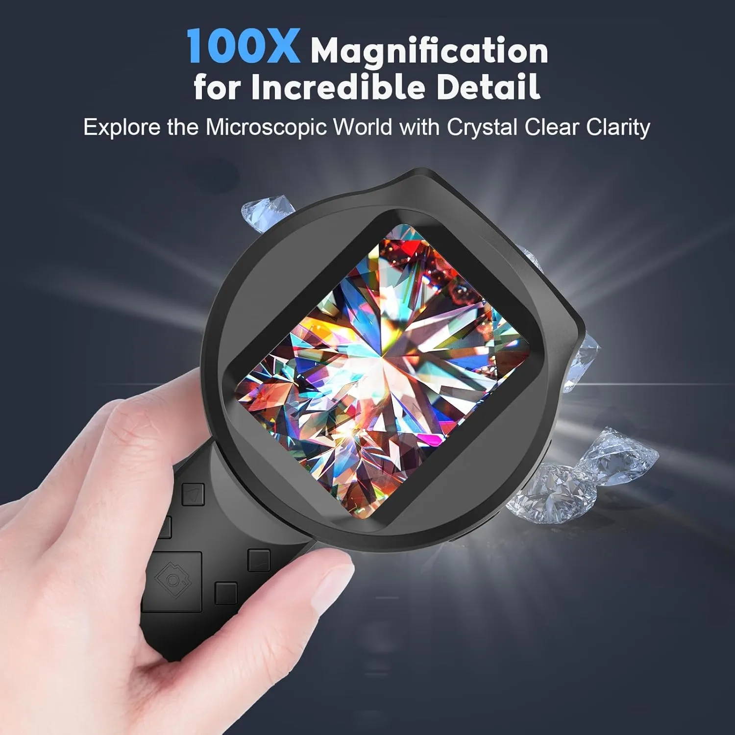 Magnifying Glass Kids Microscope Handheld: 2.8" Screen Digital Portable Pocket USB Miniscope Science Kit STEM Toy Coin Jewellery Loupe Magnifyer with Light for Children 4-12