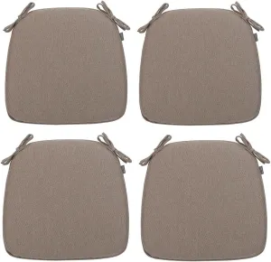 Magpie Fabrics 17"x16"x2" U-Shape Chair Cushions with Ties 4 Count, Outdoor Indoor Waterproof All Weather Seat Pads Decoration for Patio Garden Dining Office - Brown