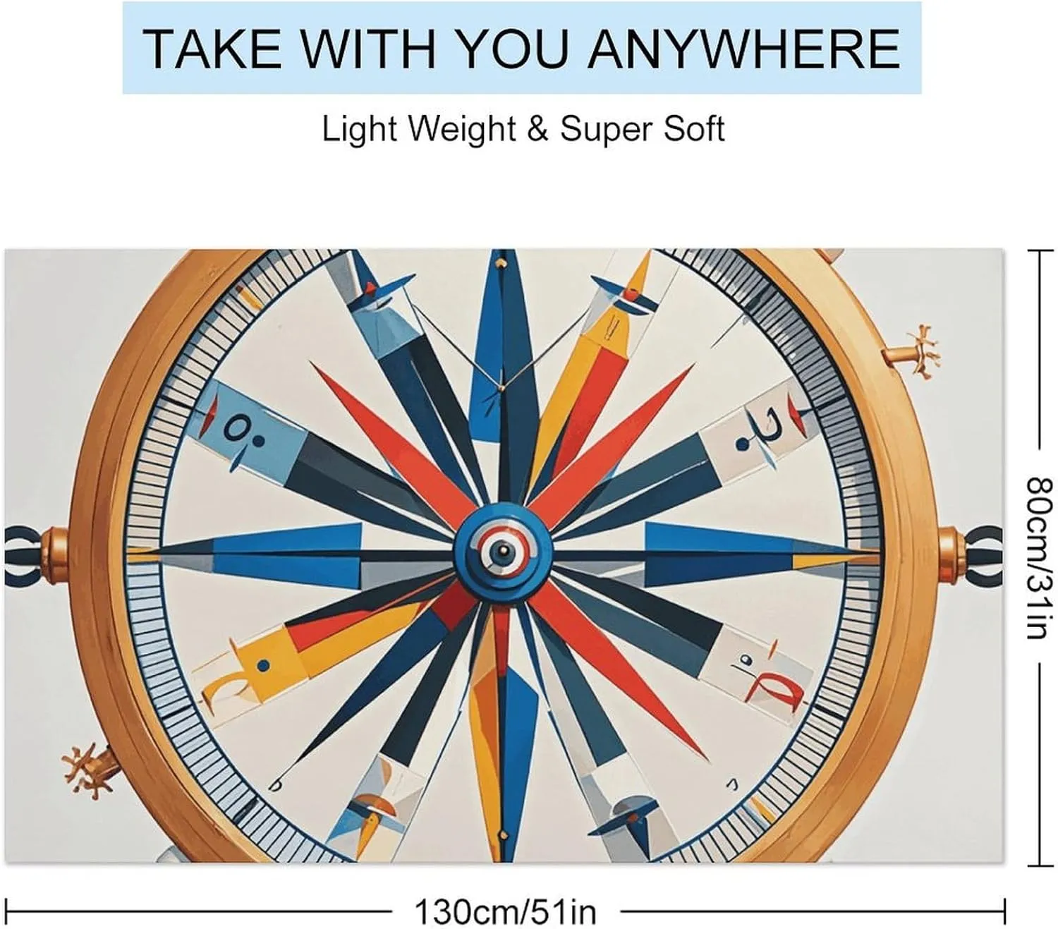 Maritime Sailboat Compass Beach Towel - Quick Dry Microfiber Travel Towel (51"x31") Ultra Absorbent, Compact & Lightweight Pool Towels for Swimming, Camping, Pool - Easy Pack Beach Accessories