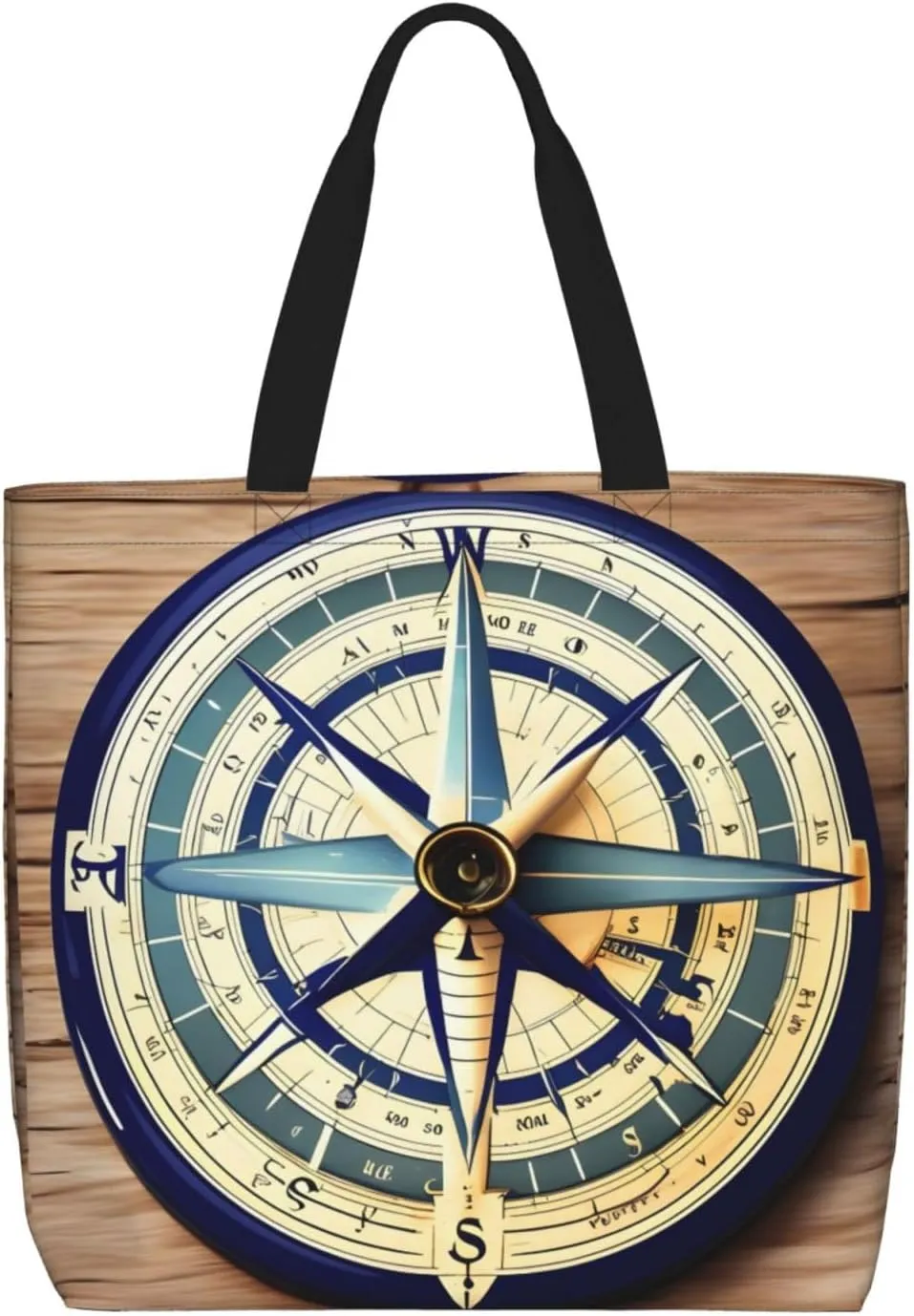 Maritime Sailboat Compass print Tote Bags Casual Handbags 15.7 In Shoulder Bags for Work Travel Gym