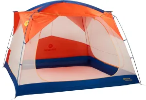 MARMOT Limestone Lanai Screened Canopy Shelter, 10.5' x 10.5' Portable Easy Setup Outdoor Sun Shade & Mesh Screen House Tent for Camping, Beach or Park, Fits 7  People, Red Sun/Dark Azure