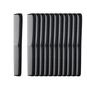 Mars Wellness 7" Hair Styling Comb (Bulk Pack of 24) - Plastic for Men & Women - Black Set - Heat Resistant for All Hair Types - for Salon, Barbershops, Home - Made in USA