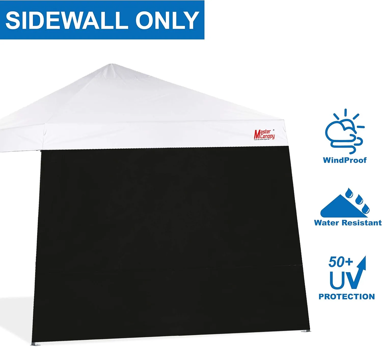 MASTERCANOPY Canopy Sidewall for 10x10 Slant Leg Canopy Tent 1pc Black
