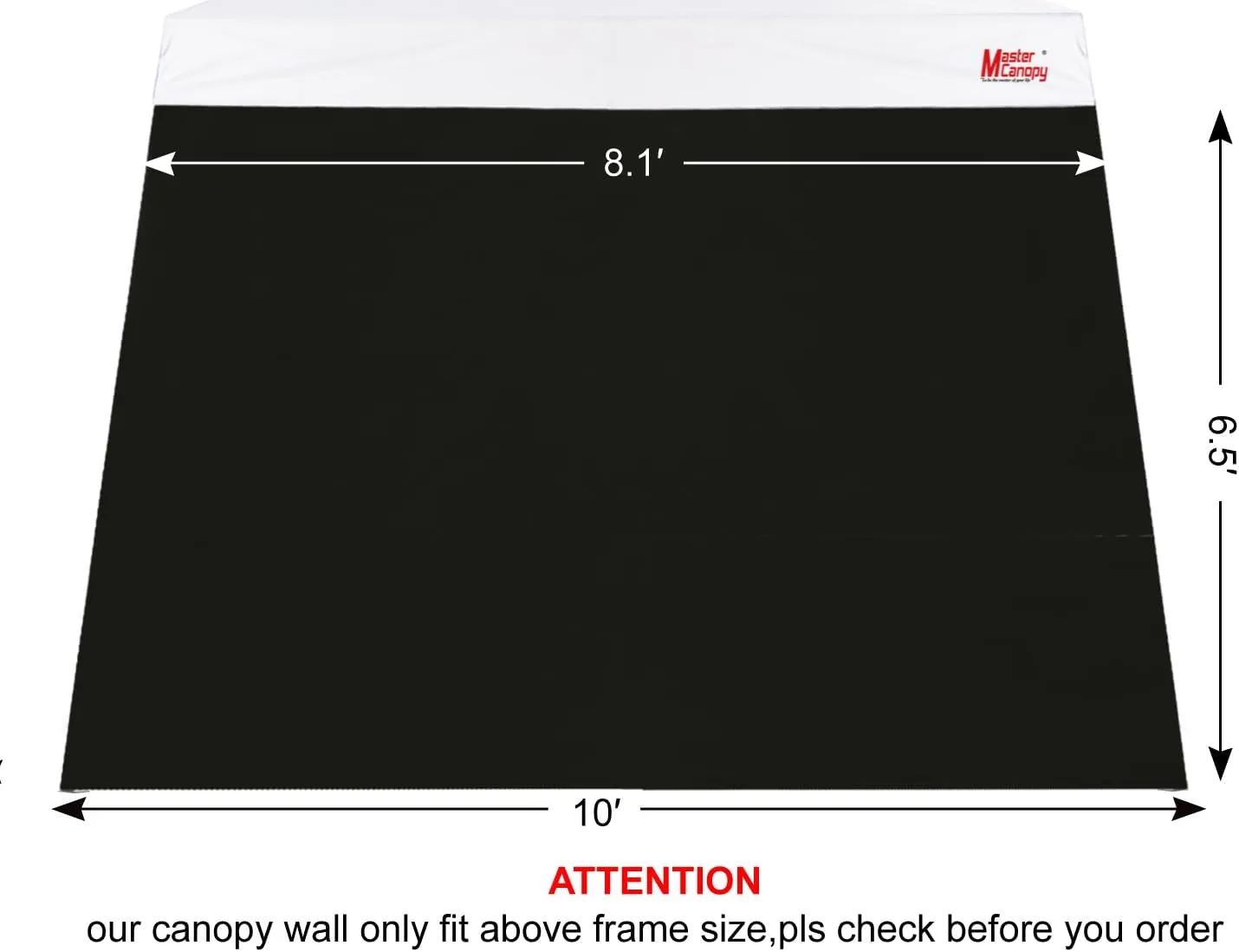 MASTERCANOPY Canopy Sidewall for 10x10 Slant Leg Canopy Tent 1pc Black