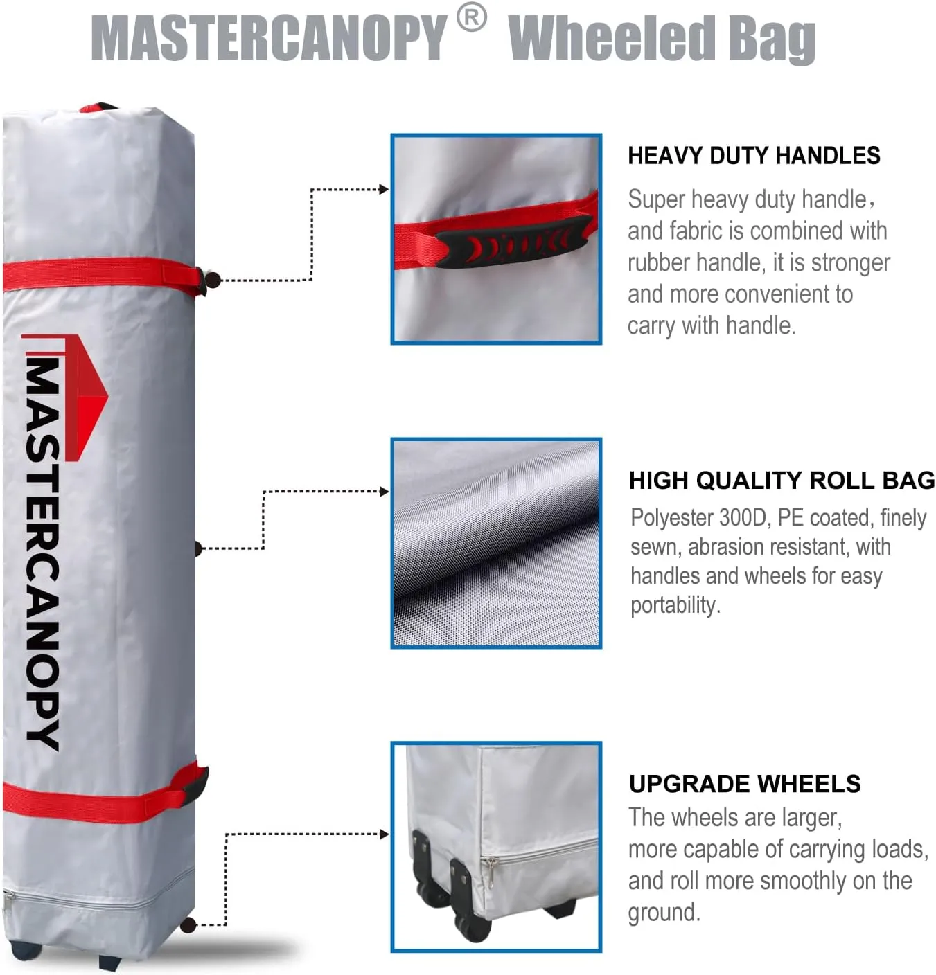 MASTERCANOPY Durable Pop-up Canopy Tent with Roller Bag (8x8, Black)