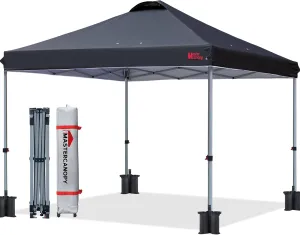 MASTERCANOPY Durable Pop-up Canopy Tent with Roller Bag (8x8, Black)