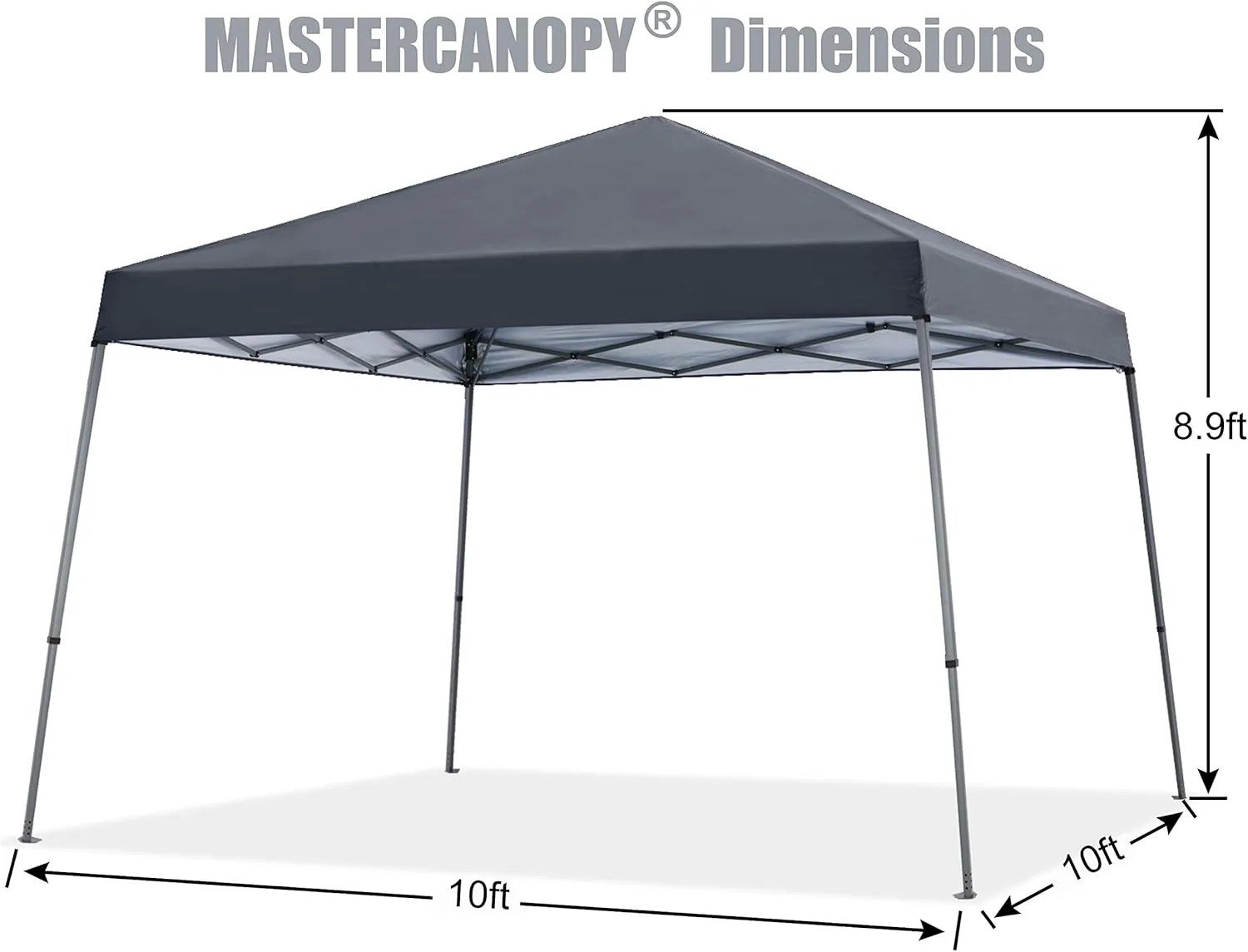MASTERCANOPY Portable Pop Up Canopy Tent with Large Base (10x10,Dark Gray)