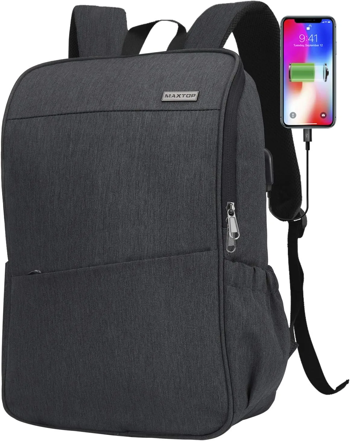 MAXTOP Laptop Backpack for Women Men College Bookbag Business Travel Backpack Water Resistant Computer Backpack with USB Charging Port Fits 15.6 Inch Laptop
