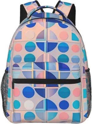 Men Women Polyester Colorful Black Geometric Stripes 80S 90S Style Art Daypack Big Capacity Shoulder Bag With Adjustable Shoulder Straps for Camping Travel Walking Cycling