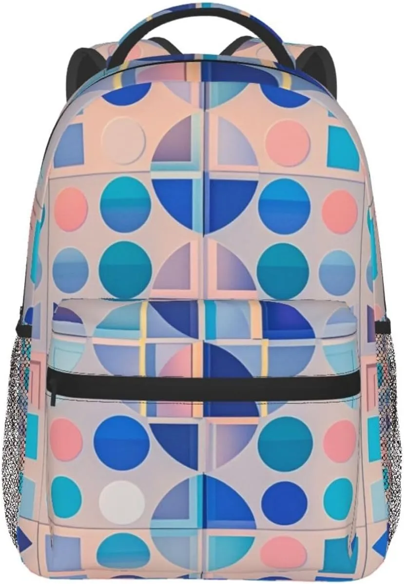 Men Women Polyester Colorful Black Geometric Stripes 80S 90S Style Art Daypack Big Capacity Shoulder Bag With Adjustable Shoulder Straps for Camping Travel Walking Cycling