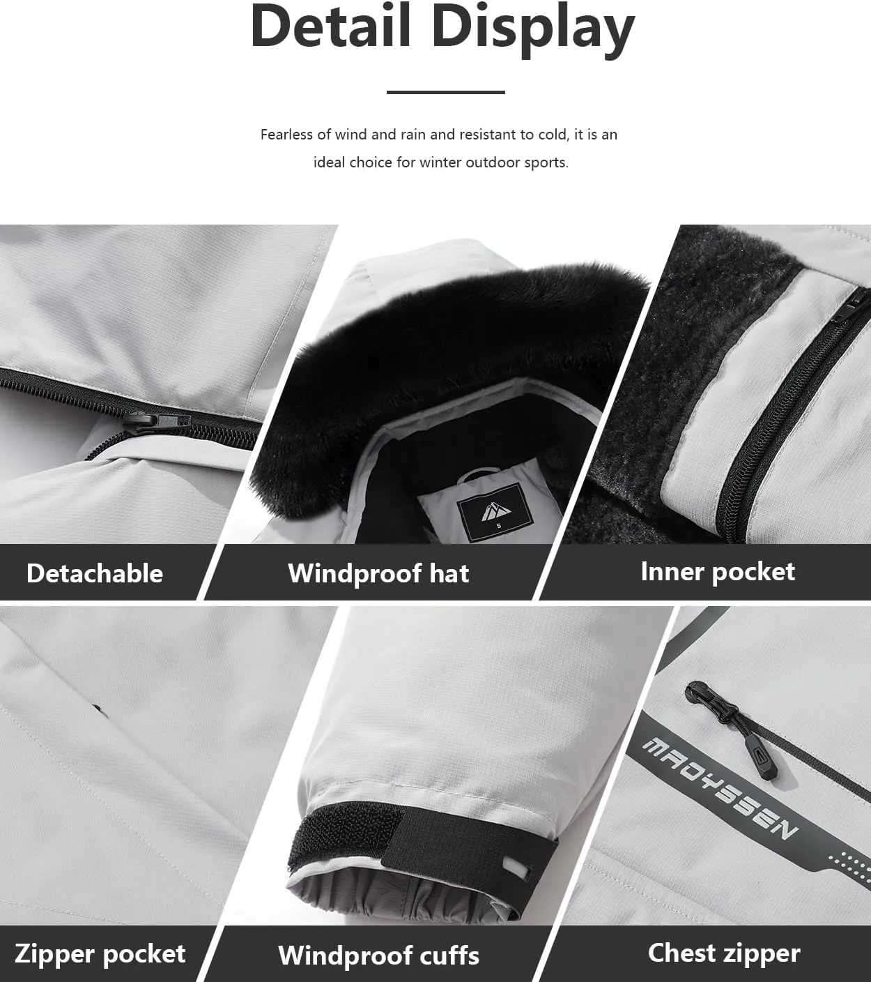 Men's Waterproof Ski Jacket Warm Winter Snow Coat Mountain Windbreaker Fur Hooded Snowboarding Jakcet Parka