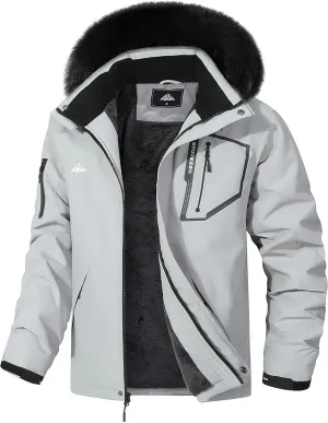 Men's Waterproof Ski Jacket Warm Winter Snow Coat Mountain Windbreaker Fur Hooded Snowboarding Jakcet Parka