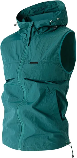 Men's Windproof Lightweight Golf Vest Outerwear with Pockets, Softshell Sleeveless Jacket Running Hiking Outfits
