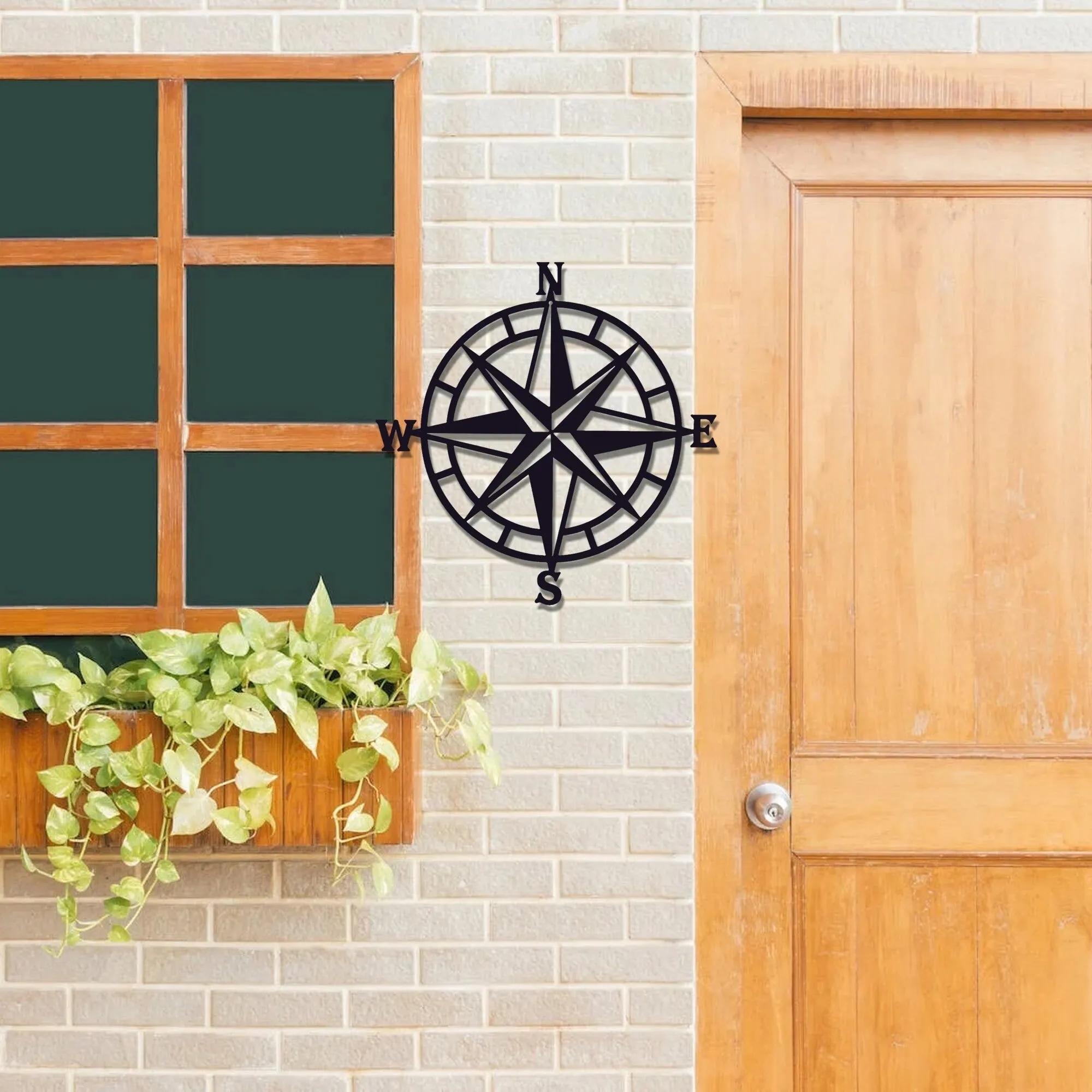 Metal decor nautical compass wall decor,living room bedroom office porch garden terrace sign wall hanging art beach theme home decor