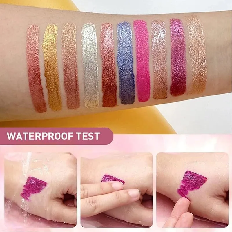 Metallic Liquid Diamond Glitter Lipstick, Diamond Glitter Lipstick Set, Shimmer High Pigment Lip Gloss, Metallic Liquid Lipstick Long Lasting Waterproof Lip Gloss Makeup Kit (#02)