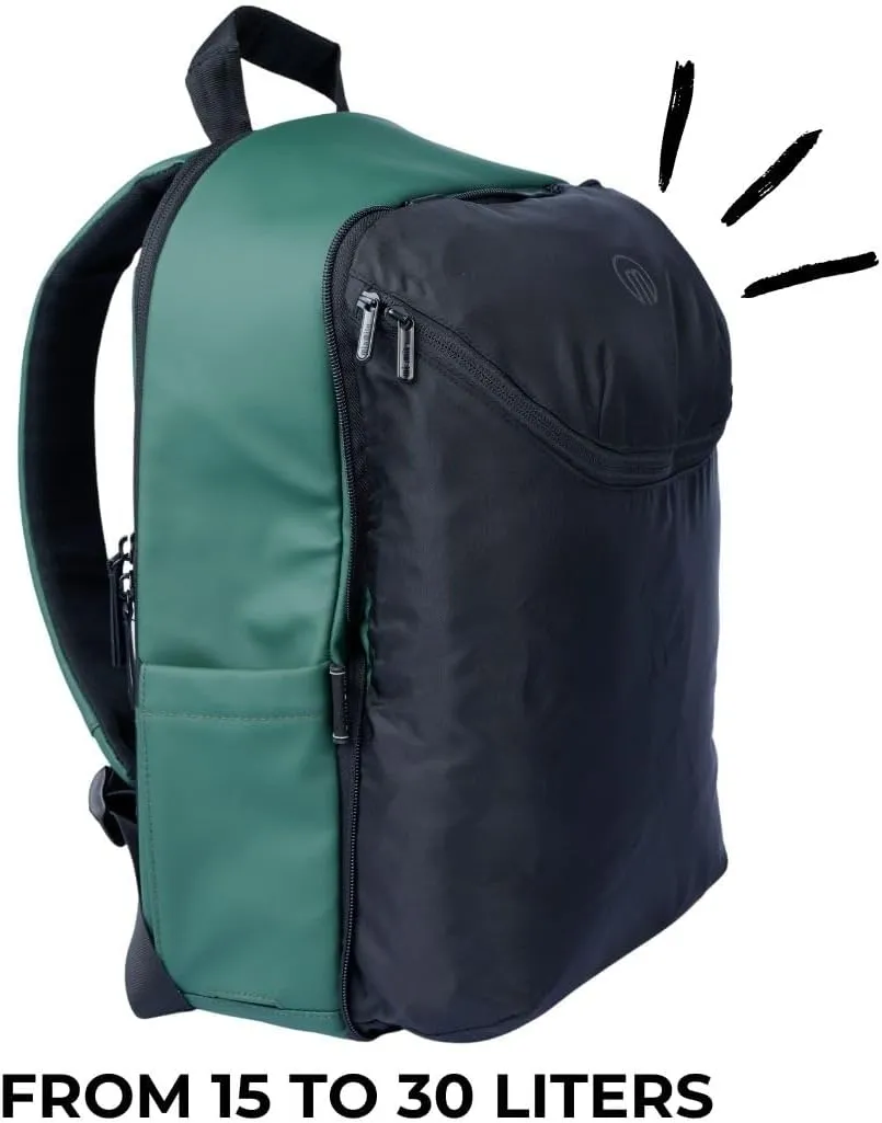 MiaMily Noah Backpack, 100% Recycled Polyester, 11 Pockets, Expandable, Water Resistant (Mist grey)