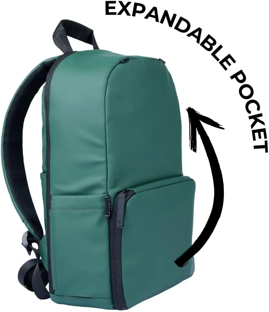 MiaMily Noah Backpack, 100% Recycled Polyester, 11 Pockets, Expandable, Water Resistant (Mist grey)
