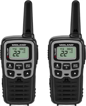 Midland - T51SLV X-Talker Spotting and Recovery Walkie -Talkie Long Range - FRS Two Way Radio for Adults and Kids, 38 Privacy Codes - Black/Silver - 2-Pack