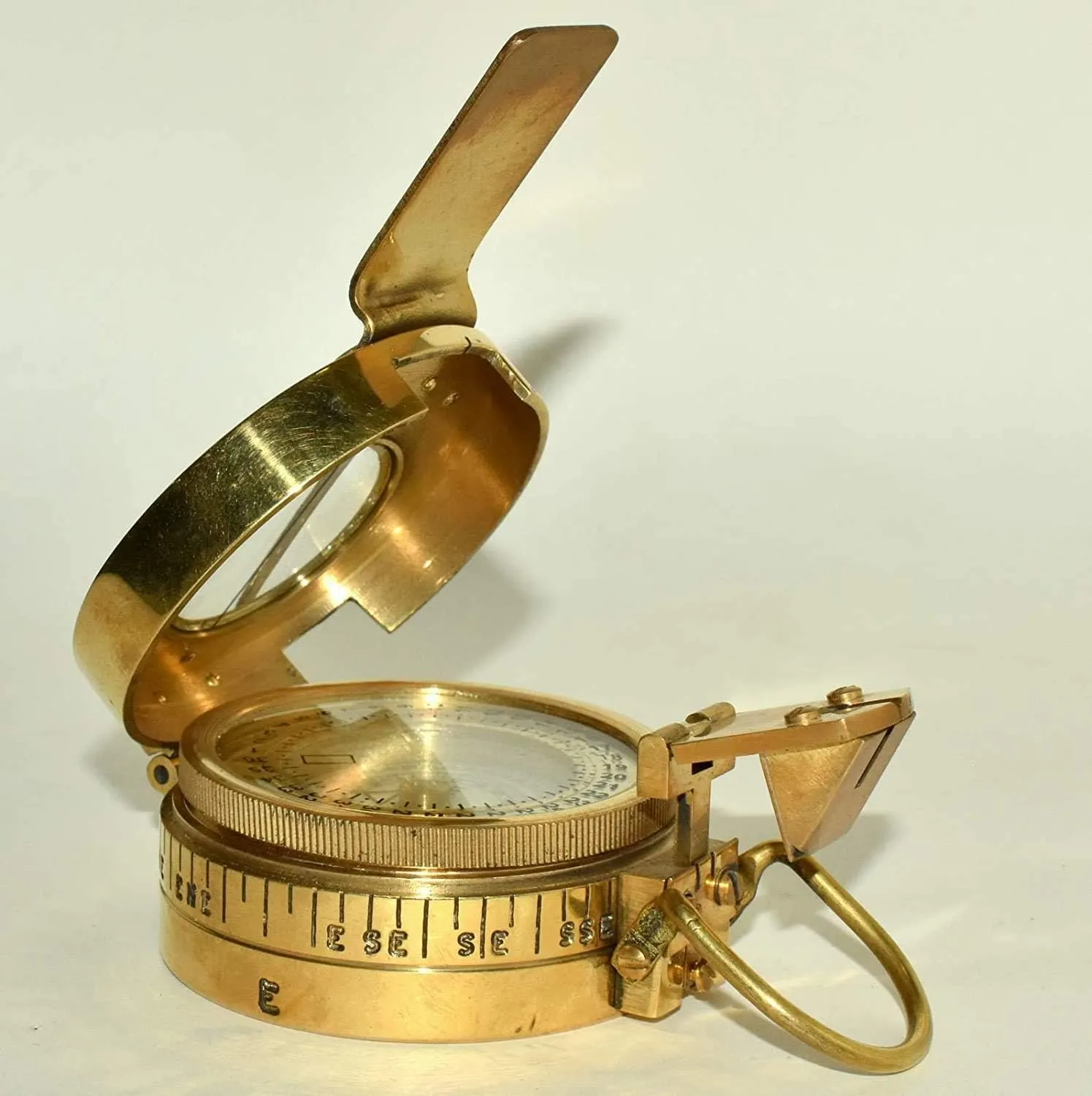 Military British Prismatic Compass Solid Brass Polish 2.2"
