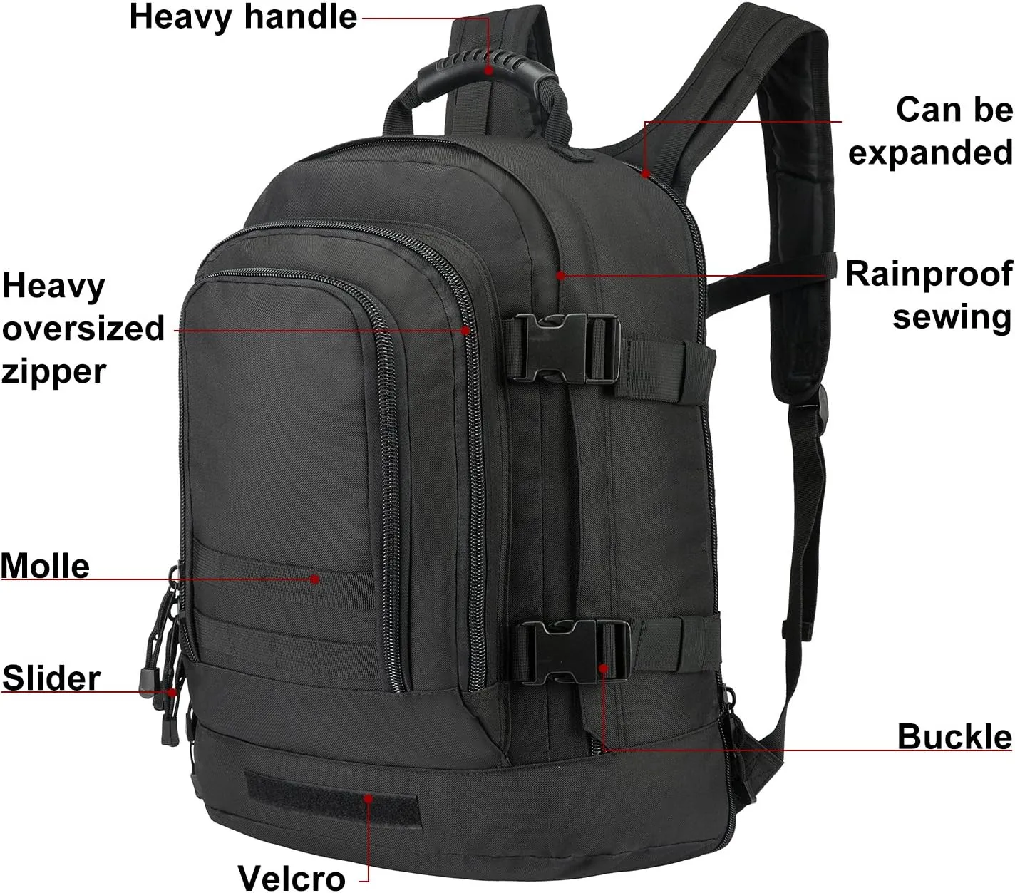 Military Outdoor Backpack,Expandable Tactical Backpack,DIY System for Travel,Camping,Hunting,Trekking and Hiking (Model B, Black)