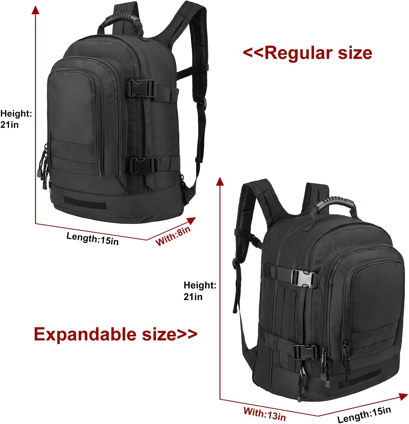 Military Outdoor Backpack,Expandable Tactical Backpack,DIY System for Travel,Camping,Hunting,Trekking and Hiking (Model B, Black)