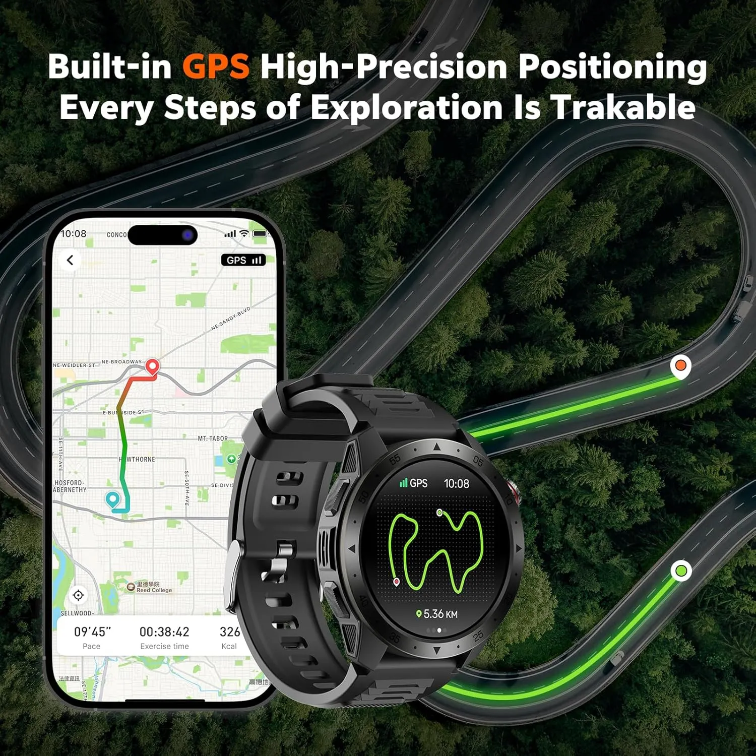 Military Smart Watches for Men Built-in GPS, 1.43" AMOLED Screen with Compass, Altitude, Barometer, 3ATM Waterproof, Answer/Make Call, Fitness Tracker with Health Monitor for Android iOS