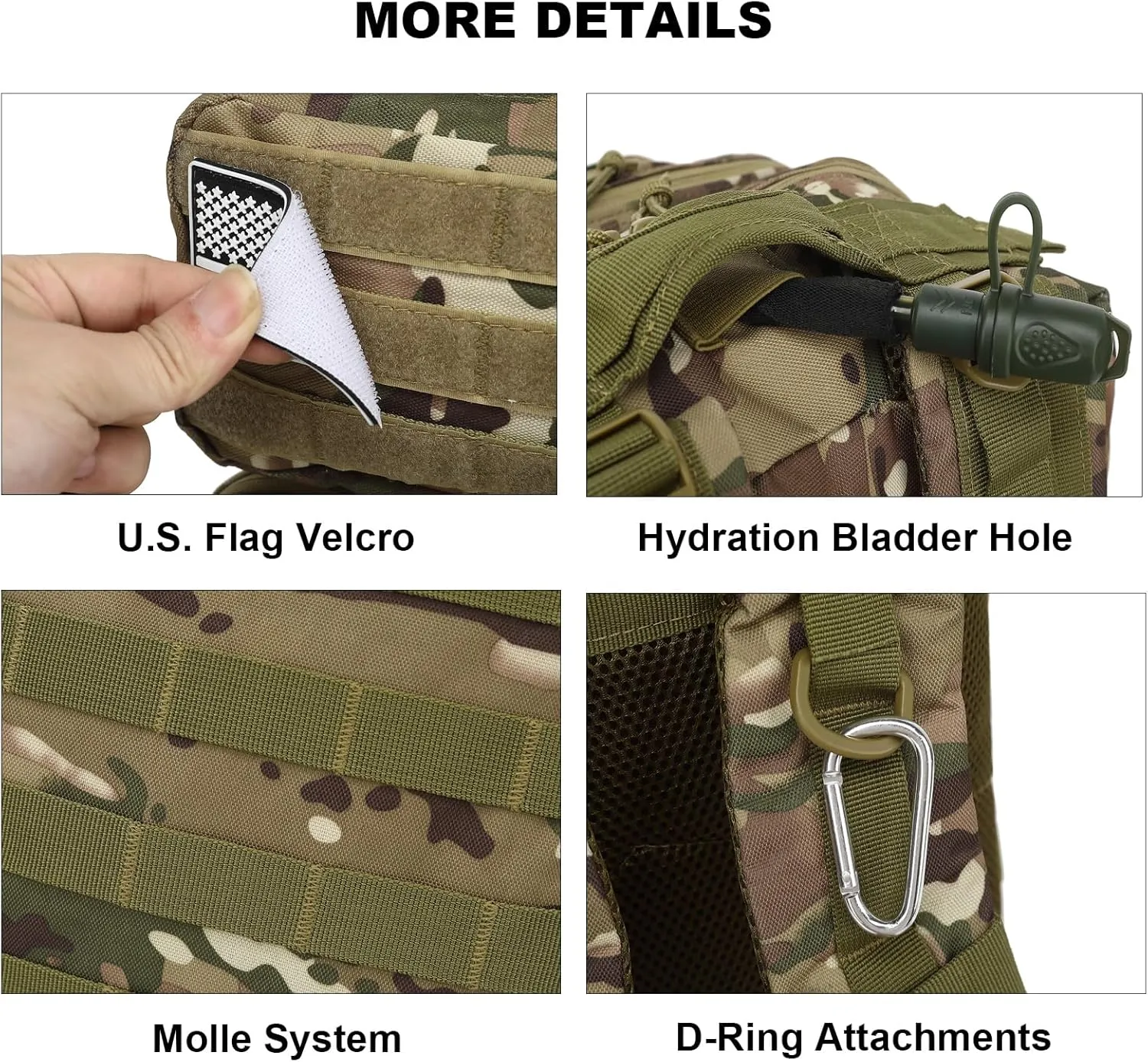 Military Tactical Backpack for Men Women, 3 Day Assault Pack Army Molle Bag Hiking Backpacks (CP Camo)
