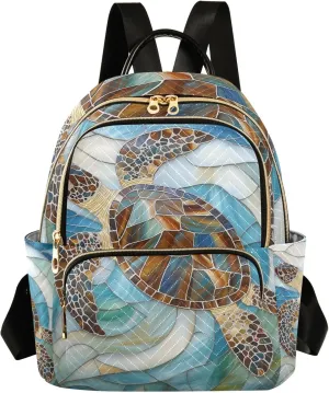 Mini Backpack Purse for Women, Artwork A_sea Turtle Travel Bag Casual Daypack Shoulder Bag