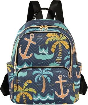Mini Backpack Purse for Women, Coconut Palm Spear Travel Bag Casual Daypack Shoulder Bag