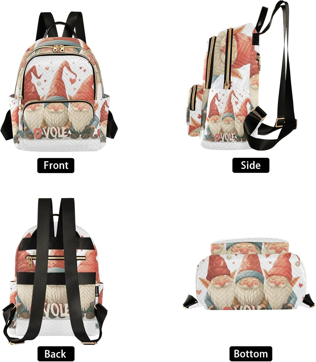 Mini Backpack Purse for Women, Cute Three Dwarf Travel Bag Casual Daypack Shoulder Bag