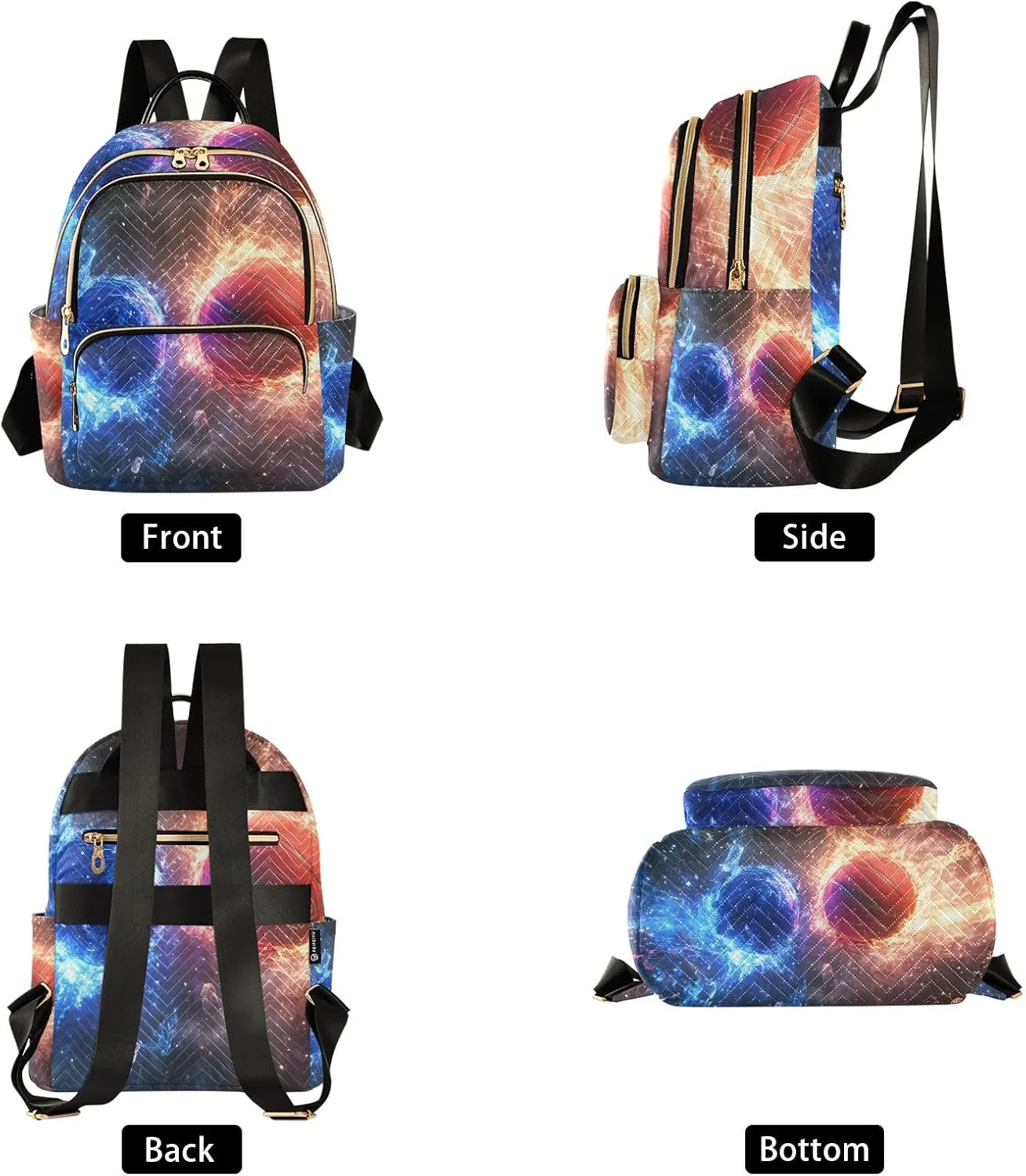 Mini Backpack Purse for Women, Two Basketballs Collide at The Center Travel Bag Casual Daypack Shoulder Bag