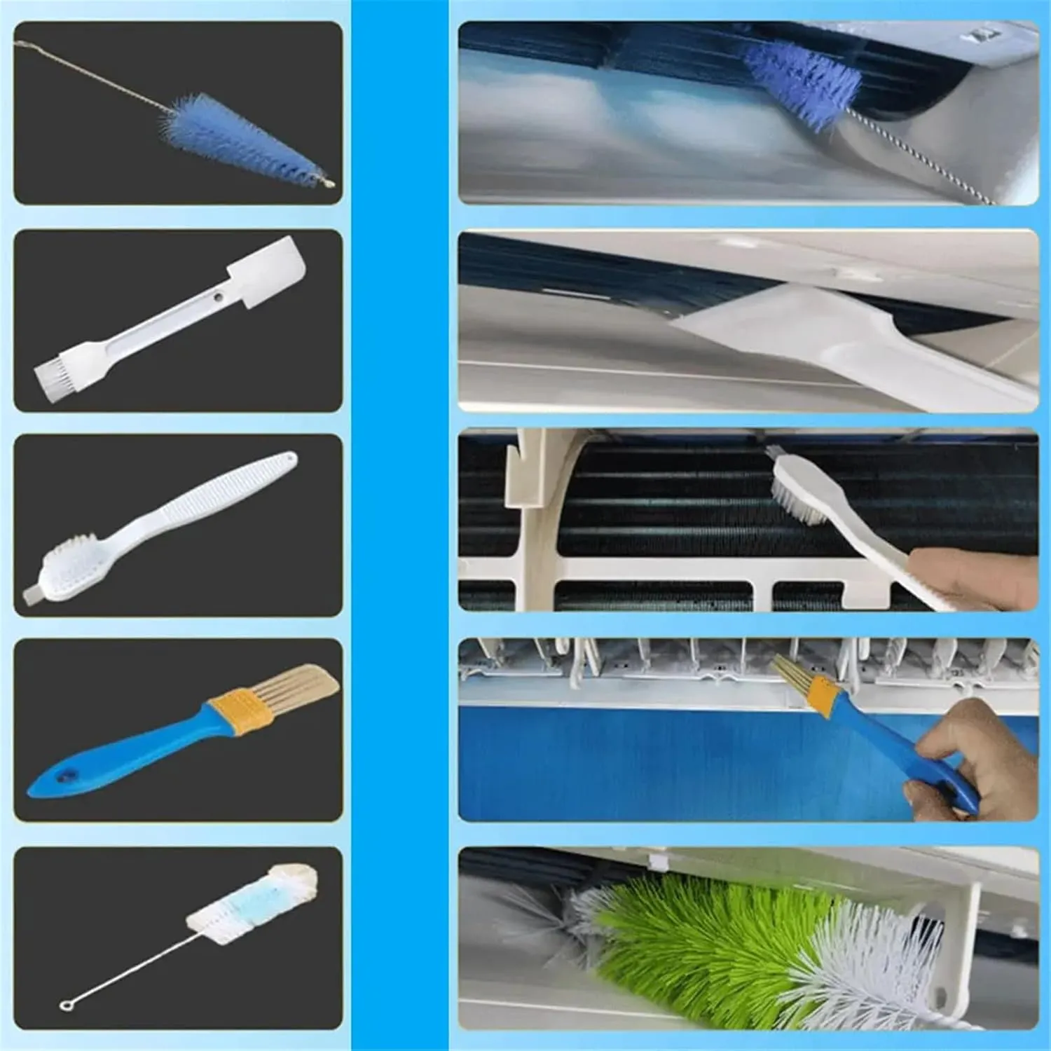 Mini Split Ac Cleaning Kit,Air Conditioner Cleaning Cover Waterproof Air Conditioning Cleaning Bag with Drainpipe and Support Plates,Wall Mounted Dust Washing Ac Clean Protector Kit (10PCS, Small)