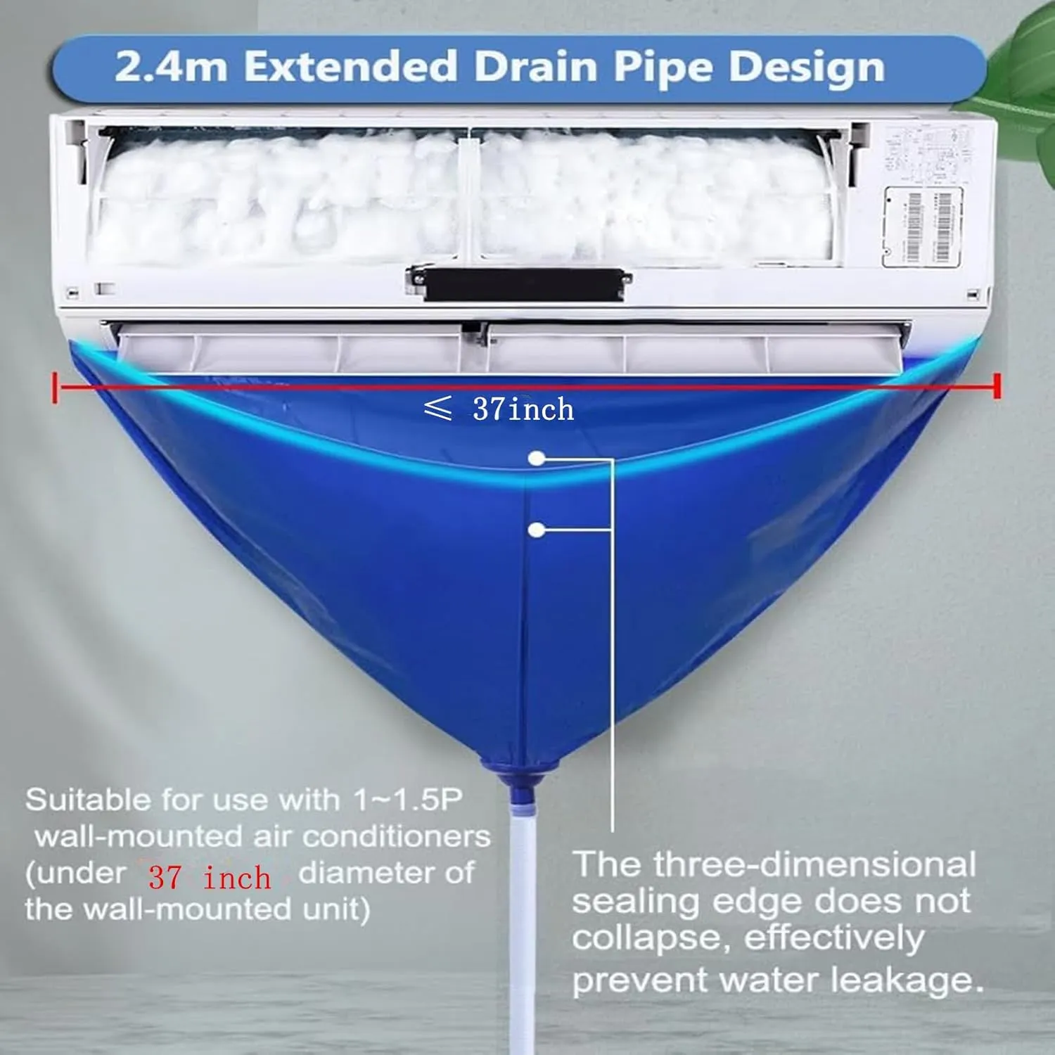 Mini Split Ac Cleaning Kit,Air Conditioner Cleaning Cover Waterproof Air Conditioning Cleaning Bag with Drainpipe and Support Plates,Wall Mounted Dust Washing Ac Clean Protector Kit (10PCS, Small)