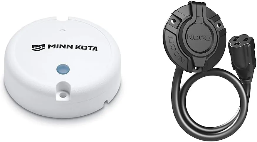 Minn Kota 1866680 i-Pilot Heading Sensor Spot-Lock BT & NOCO GCP1 15A AC Port Plug, 125V Power Inlet Socket, and Waterproof Electrical Outlet Receptacle Box with 16-Inch Integrated Outdoor Cord
