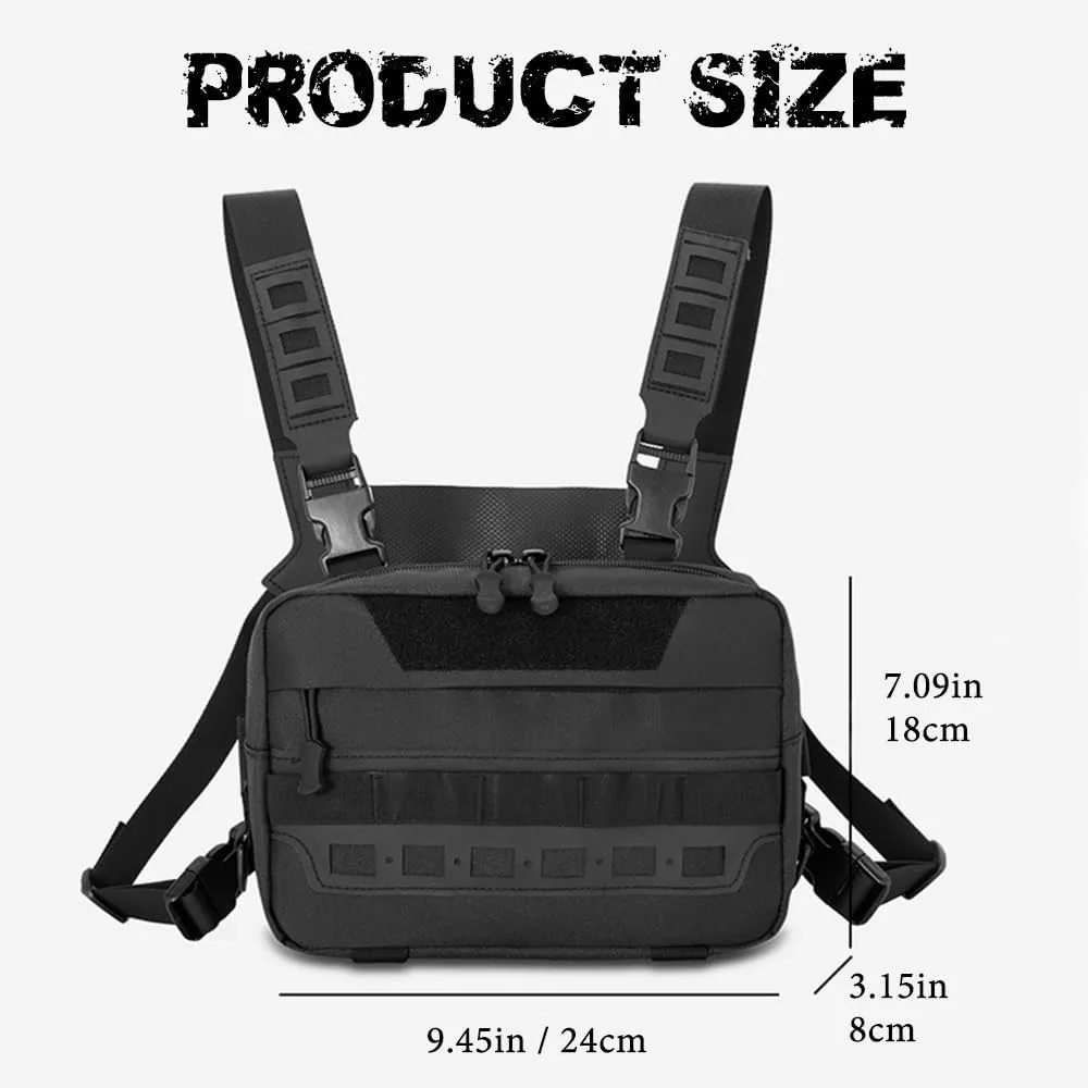 MiOYOOW Tactical Chest Rig Pack, Breathable Running Chest Bag, Molle Sports Utility Chest Pack for Running Hiking Cycling