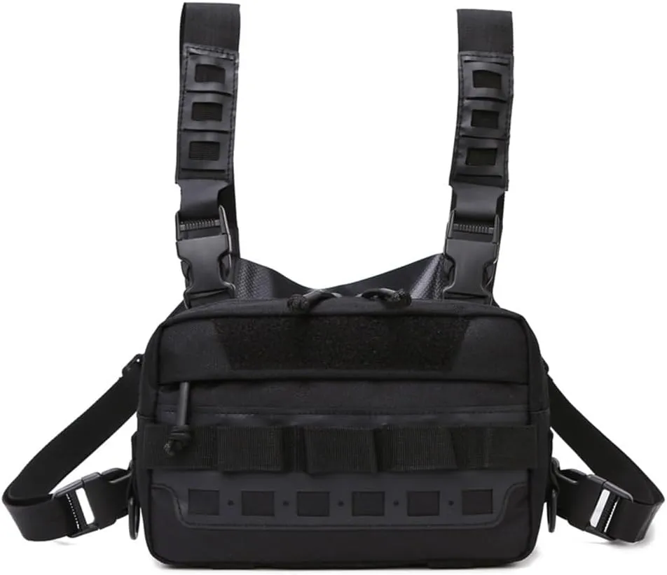 MiOYOOW Tactical Chest Rig Pack, Breathable Running Chest Bag, Molle Sports Utility Chest Pack for Running Hiking Cycling