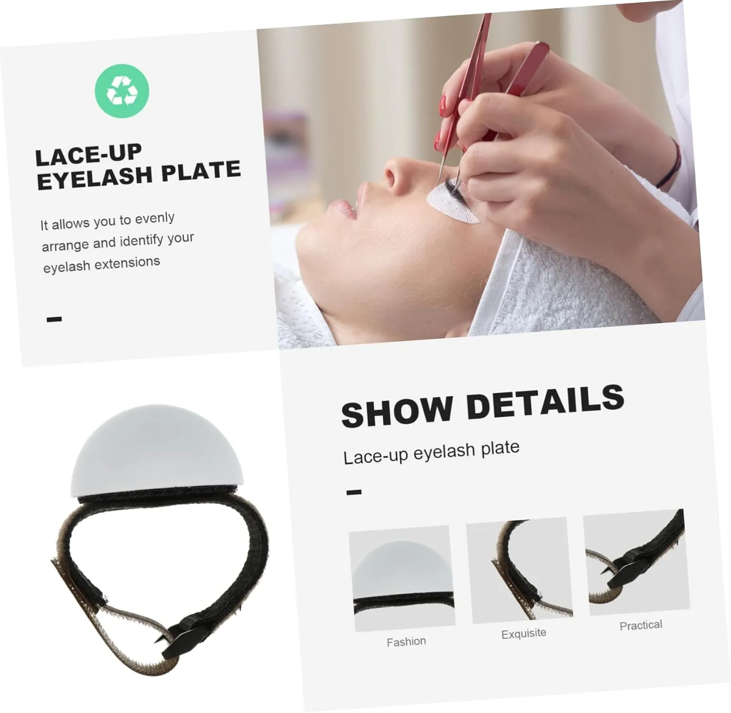 Mipcase 3pcs Eyelash Extension Pallet with Adjustable Wrist Strap Compact Lash Extension Holder Tray for Application for Beauty Salons Cosmetology Schools