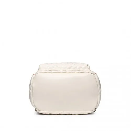 Miss Lulu Water-Resistant Chic PU Leather Backpack - Beige And Brown