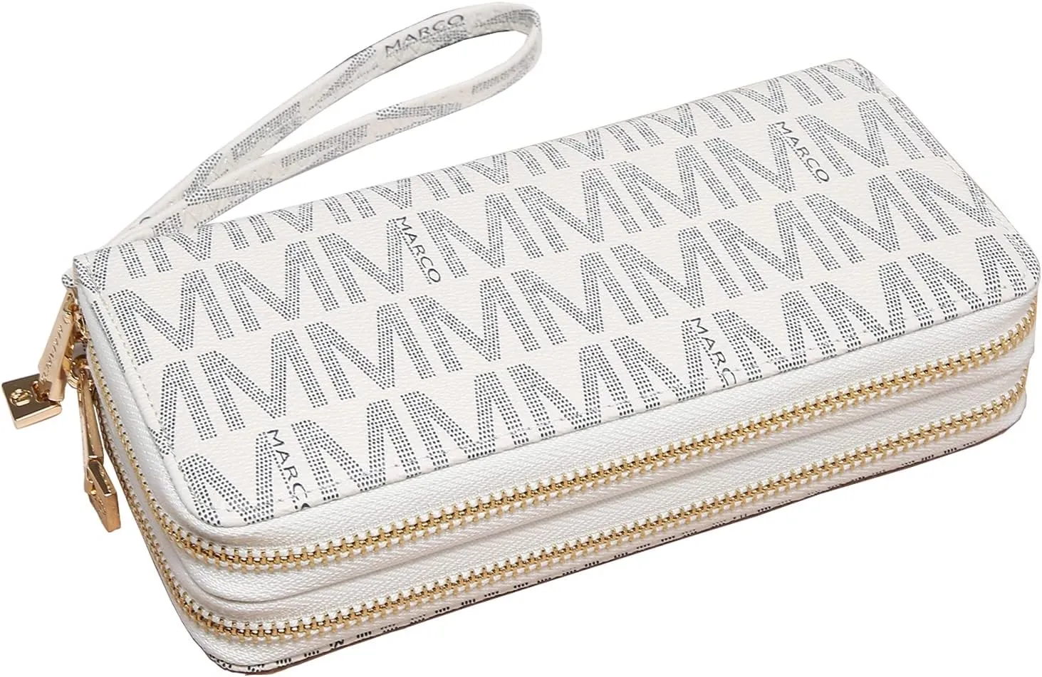 MKP COLLECTION Womens Fashion Double Zip Around Wallet Long Purse Credit Card Holder Bifold Ladies Cluth Wristlet Wrist Strap