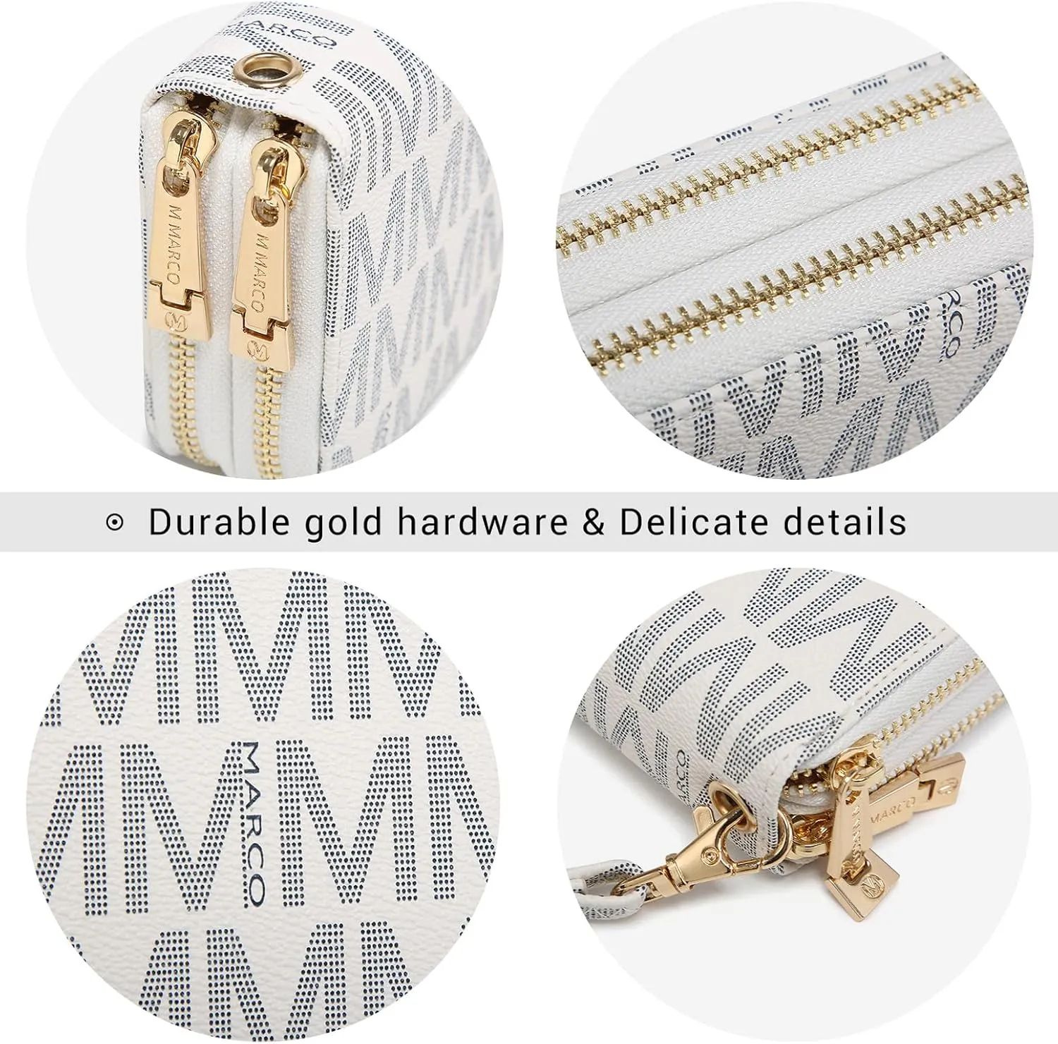 MKP COLLECTION Womens Fashion Double Zip Around Wallet Long Purse Credit Card Holder Bifold Ladies Cluth Wristlet Wrist Strap