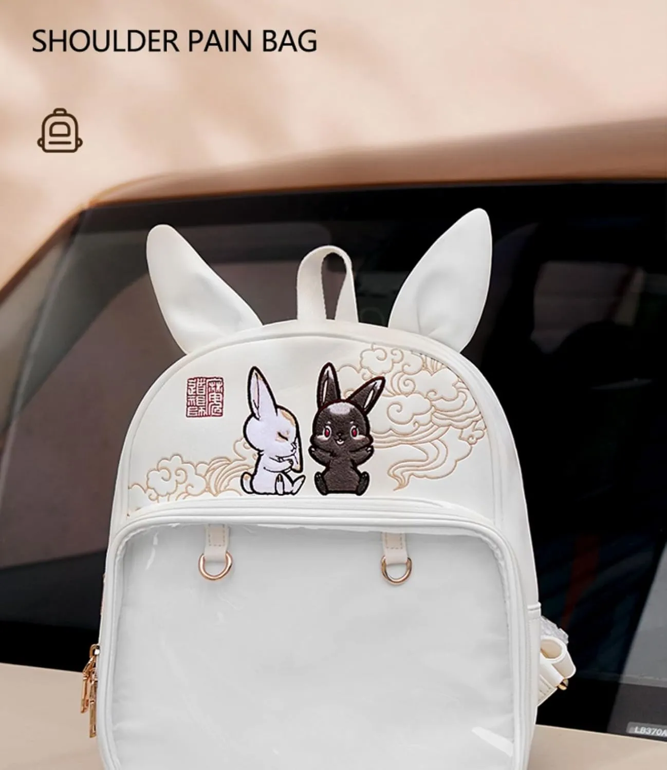 Mo Dao Zu Shi The Founder of Diabolism Wei Wuxian Lan Wangji Rabbit Backpack Shoulder Bag Backbags (white,35cm)