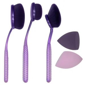 MODA Prismatic Eclipse Face Perfecting Kit – 5pc Vegan Makeup Brush Set for Flawless Complexion & Contouring