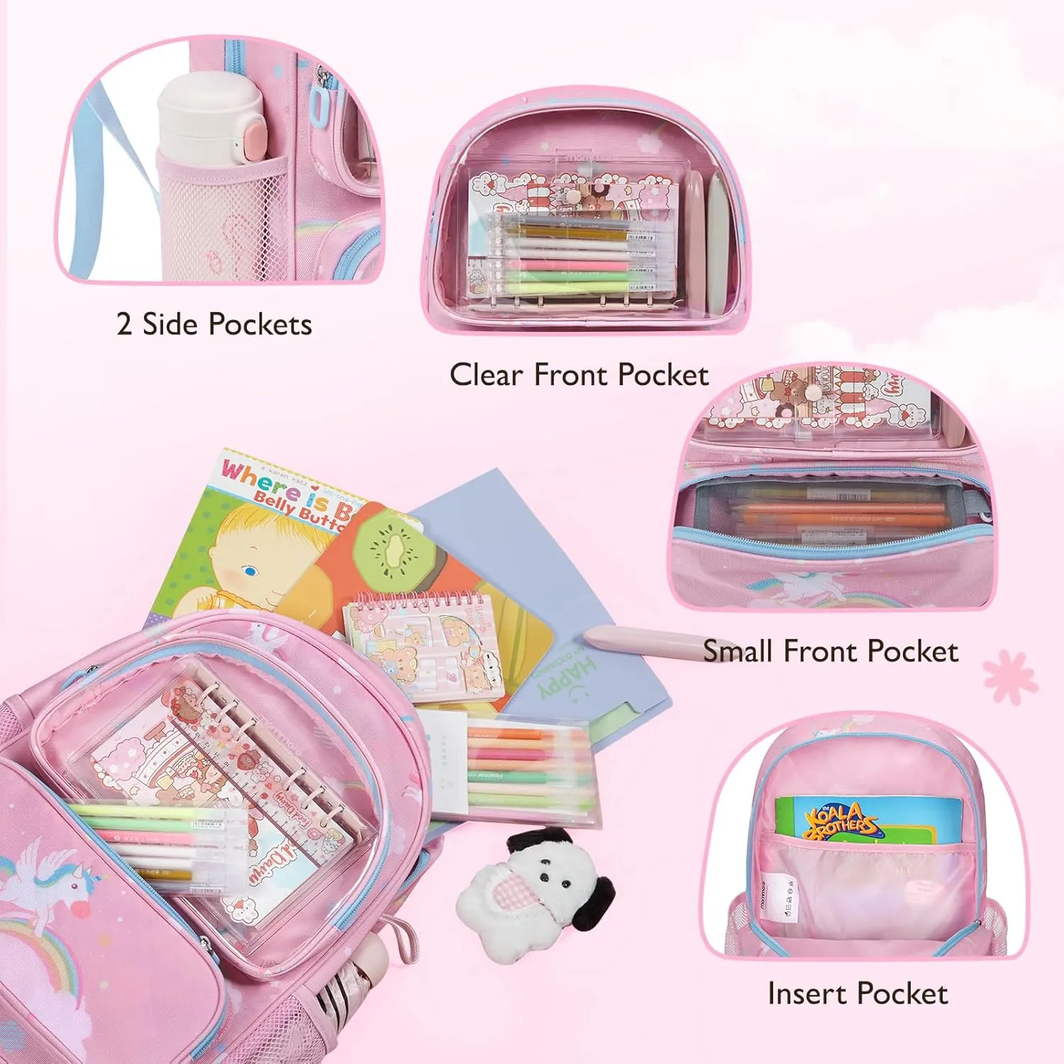 mommore Kids Backpack for Preschool, Kindergarten Water Resistant Daycare Backpack Unicorn Girls Bookbag Age 3-6
