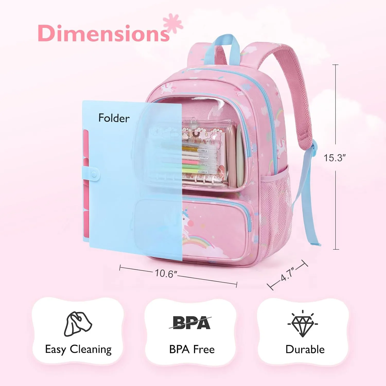 mommore Kids Backpack for Preschool, Kindergarten Water Resistant Daycare Backpack Unicorn Girls Bookbag Age 3-6