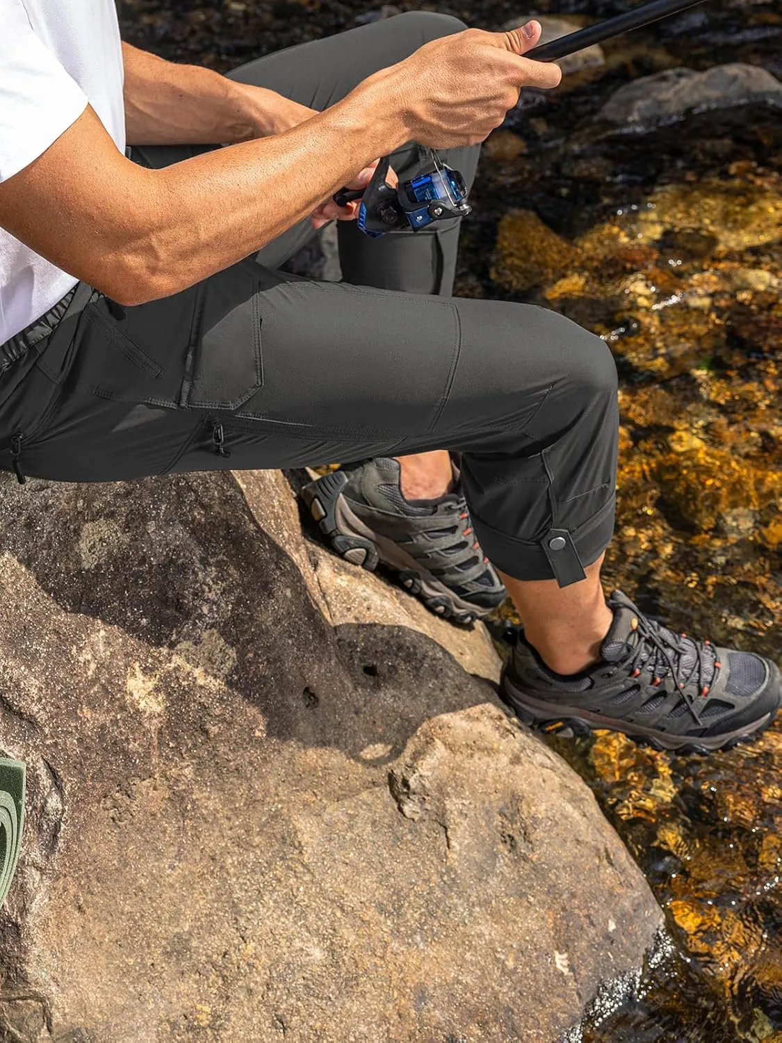 Moosehill Men's Hiking Cargo Pants Lightweight Water-Resistant Quick Dry for Tactical Work Fishing Golf Travel Outdoor Casual