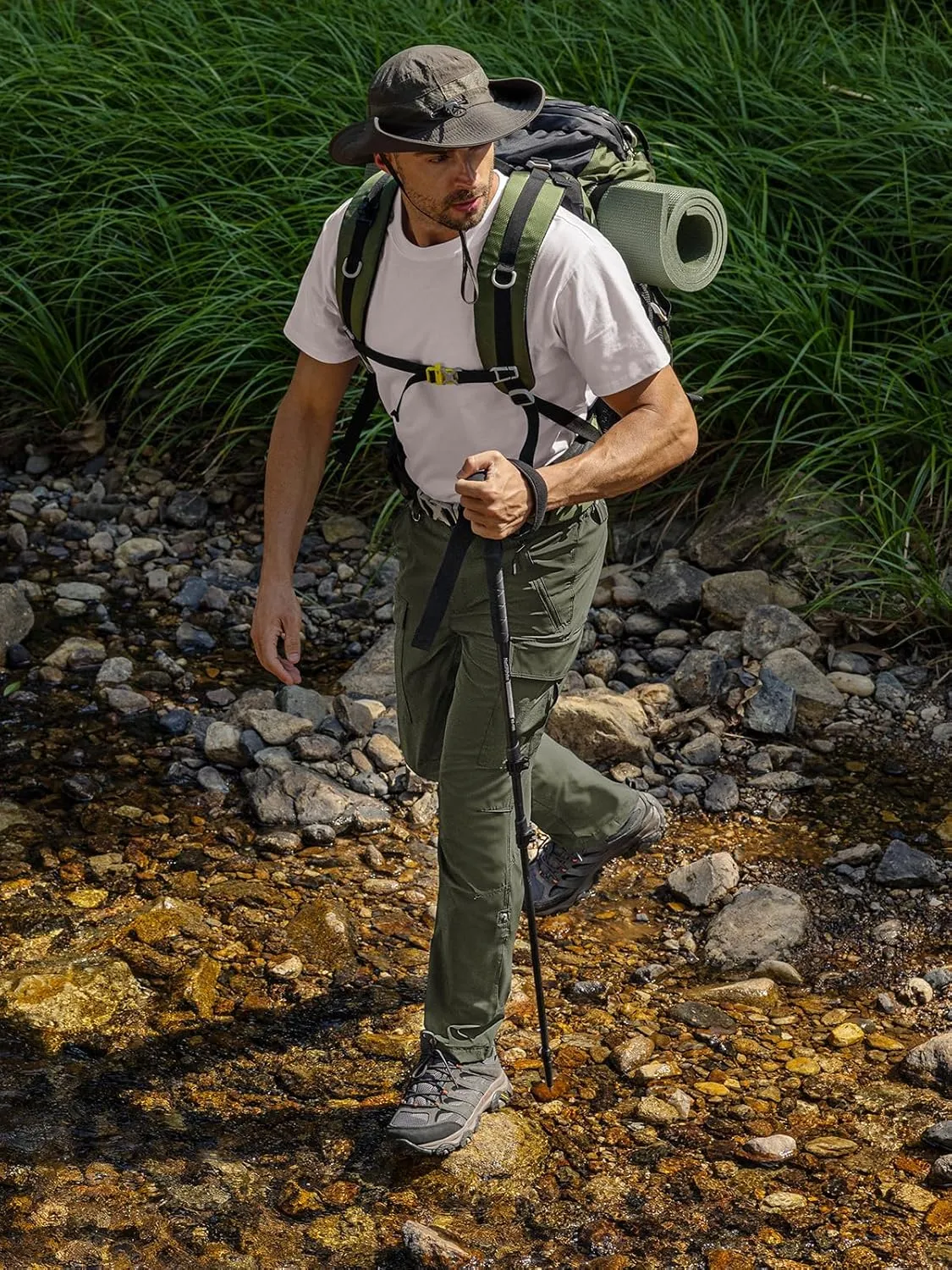 Moosehill Men's Hiking Cargo Pants Lightweight Water-Resistant Quick Dry for Tactical Work Fishing Golf Travel Outdoor Casual