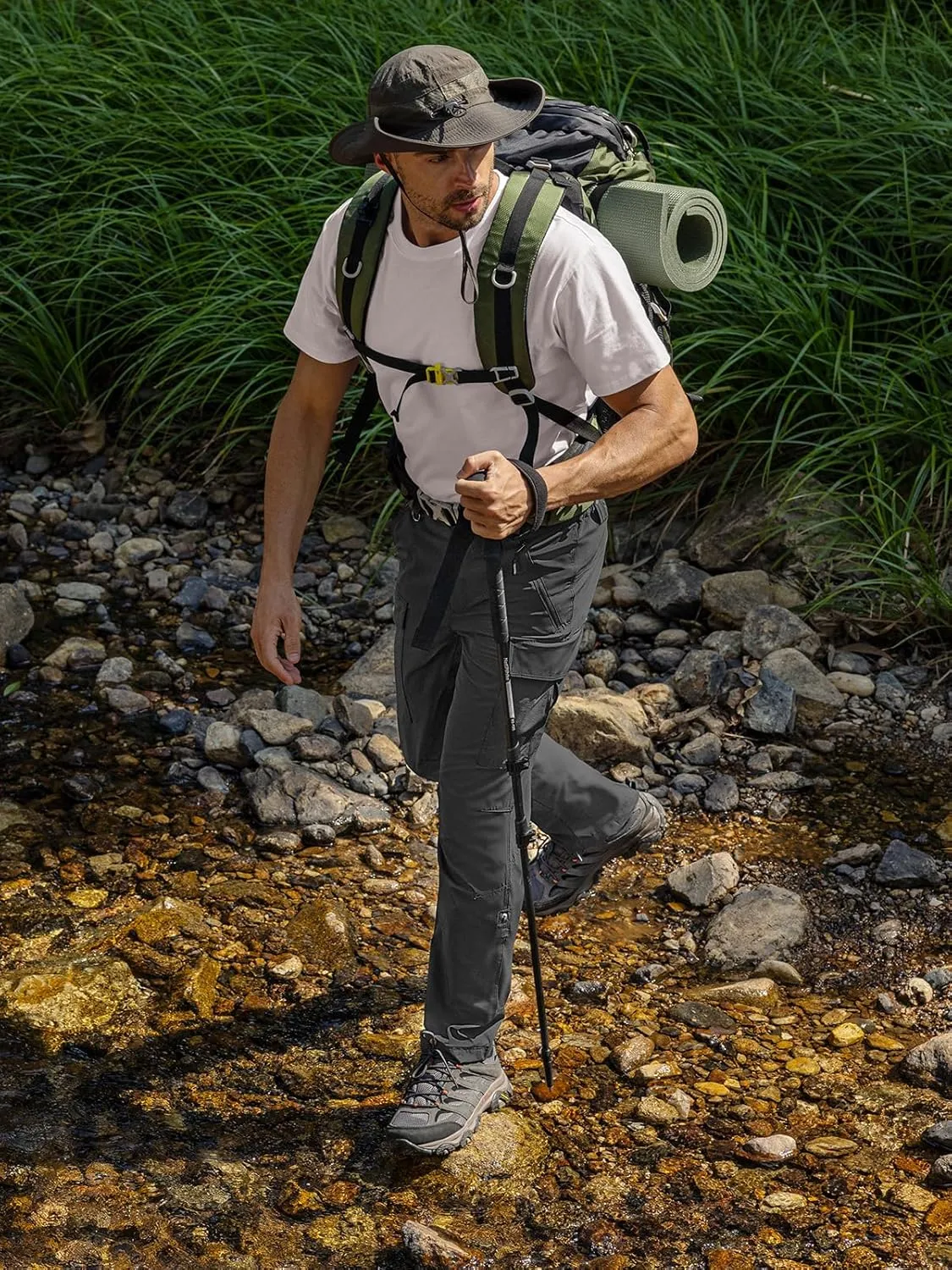 Moosehill Men's Hiking Cargo Pants Lightweight Water-Resistant Quick Dry for Tactical Work Fishing Golf Travel Outdoor Casual