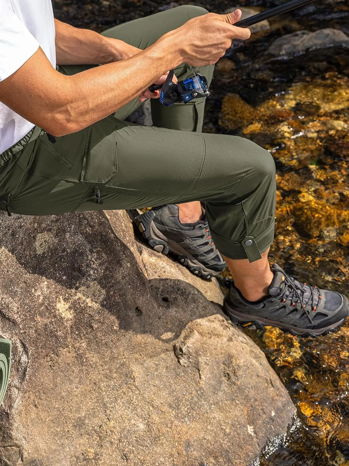 Moosehill Men's Hiking Cargo Pants Lightweight Water-Resistant Quick Dry for Tactical Work Fishing Golf Travel Outdoor Casual