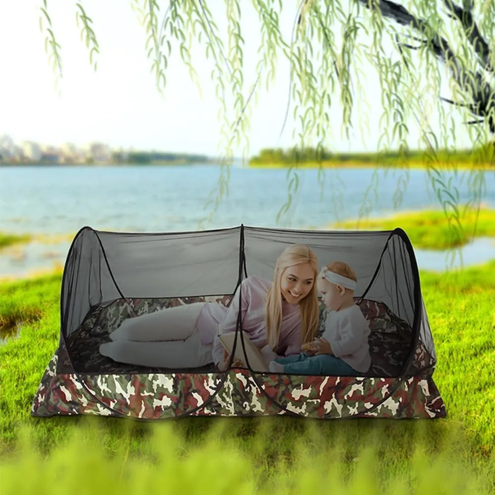 Mosquito Tent,Folding Netting Bed Tent,Portable Mosquito Netting with Bottom,Camping Tent Fine Mesh Mosquito Net for Adults Kids Travel Camping Backyards Canopy Outdoor (Black Net, 2 Person)