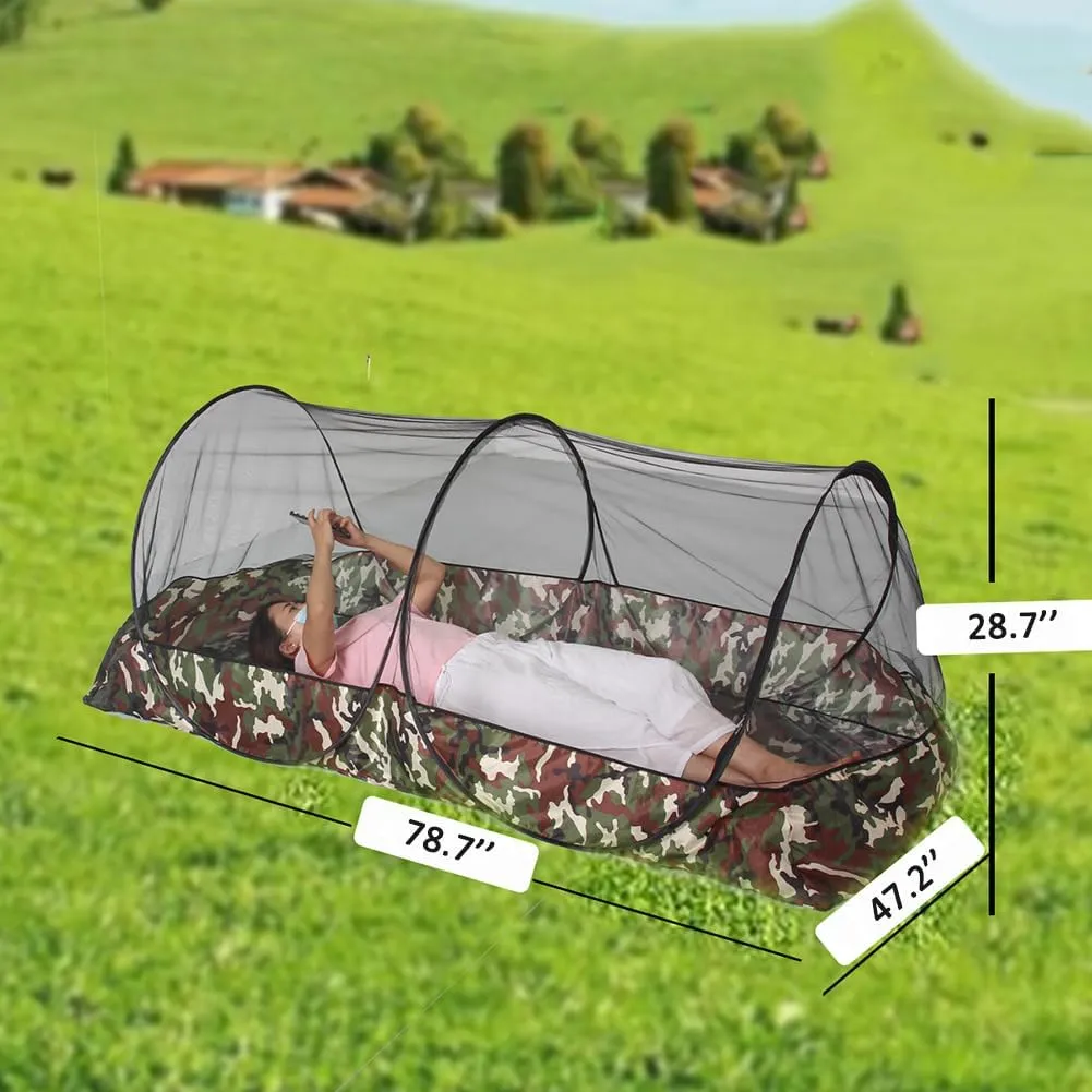 Mosquito Tent,Folding Netting Bed Tent,Portable Mosquito Netting with Bottom,Camping Tent Fine Mesh Mosquito Net for Adults Kids Travel Camping Backyards Canopy Outdoor (Black Net, 2 Person)